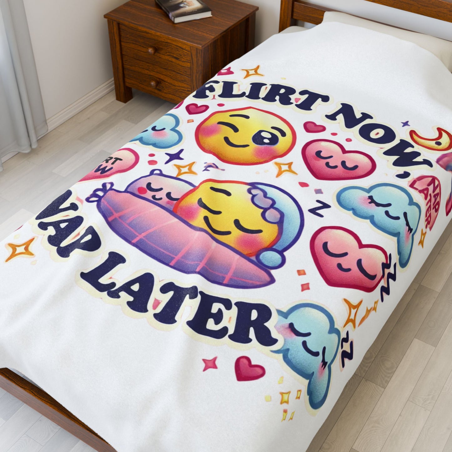 Flirt Now, Nap Later - Velveteen Plush Blanket