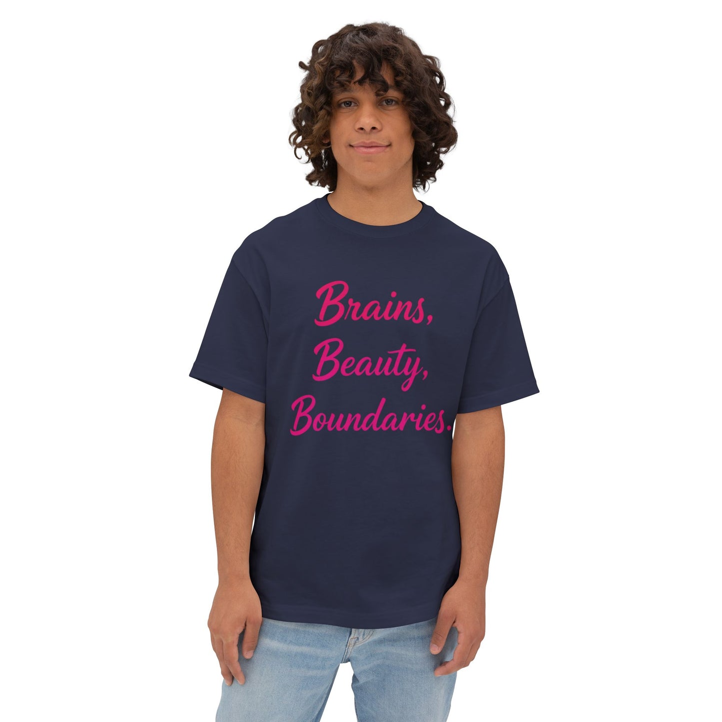 Brains, Beauty, Boundaries - Unisex Oversized Boxy Tee