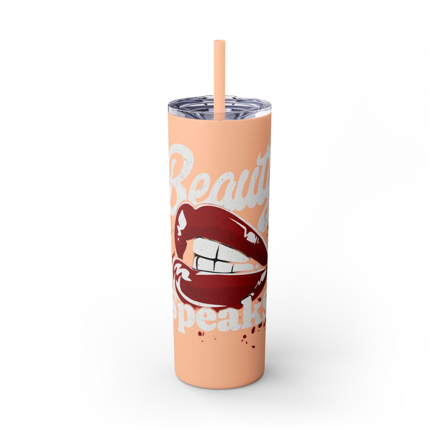Beauty Speaks - Skinny Tumbler with Straw, 20oz - Creatively Designed Shop