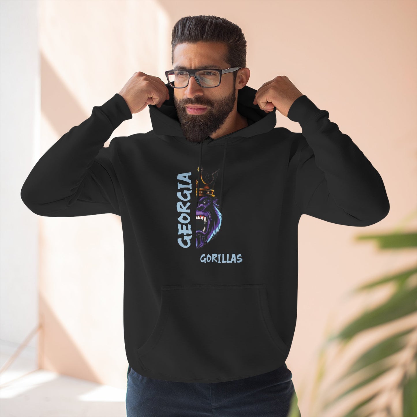 Georgia Gorillas - Three-Panel Fleece Hoodie - Creatively Designed Shop