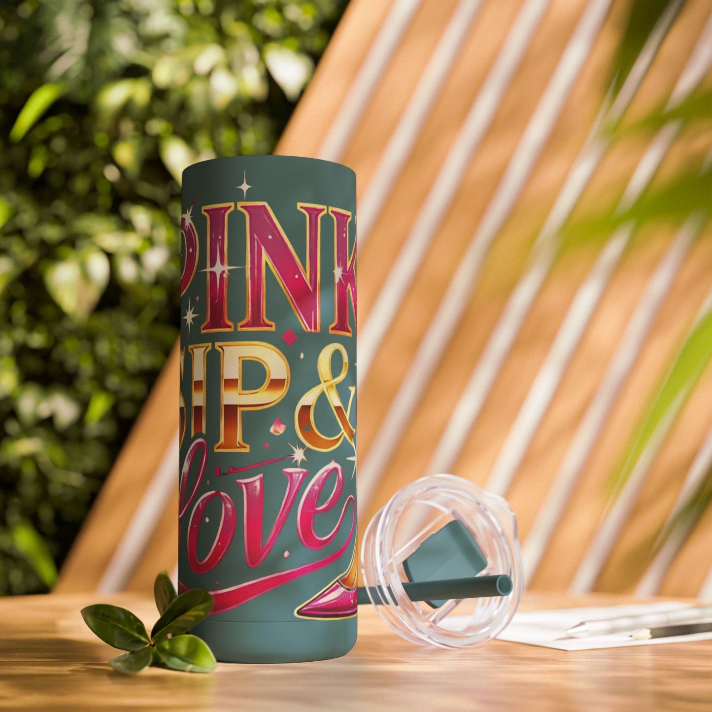 Pink, Sip & Love - Maars Maker Skinny Matte Tumbler, 20oz - Creatively Designed Shop