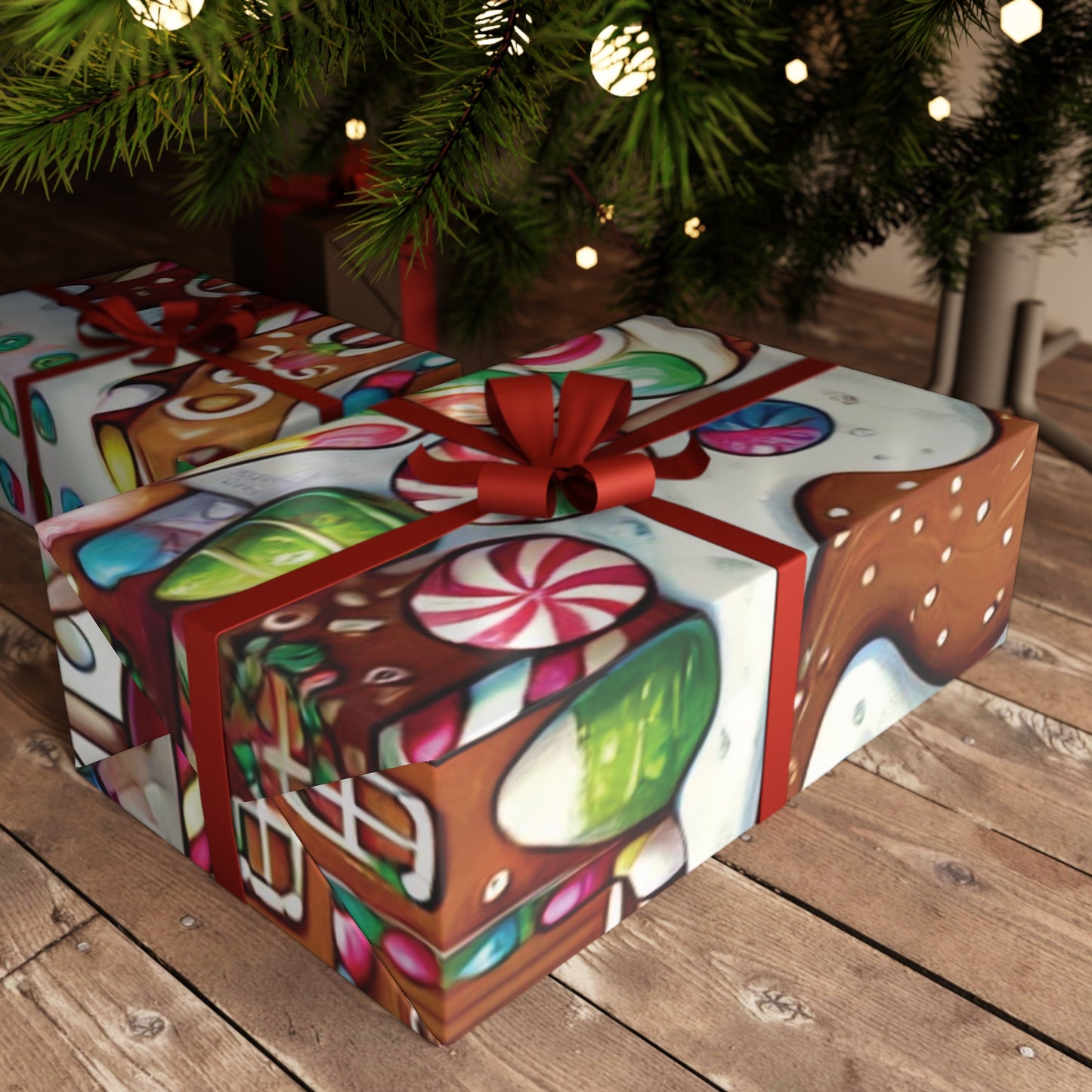 Gingerbread Village - Gift Wrapping Paper Sheets, 1pc - Creatively Designed Shop
