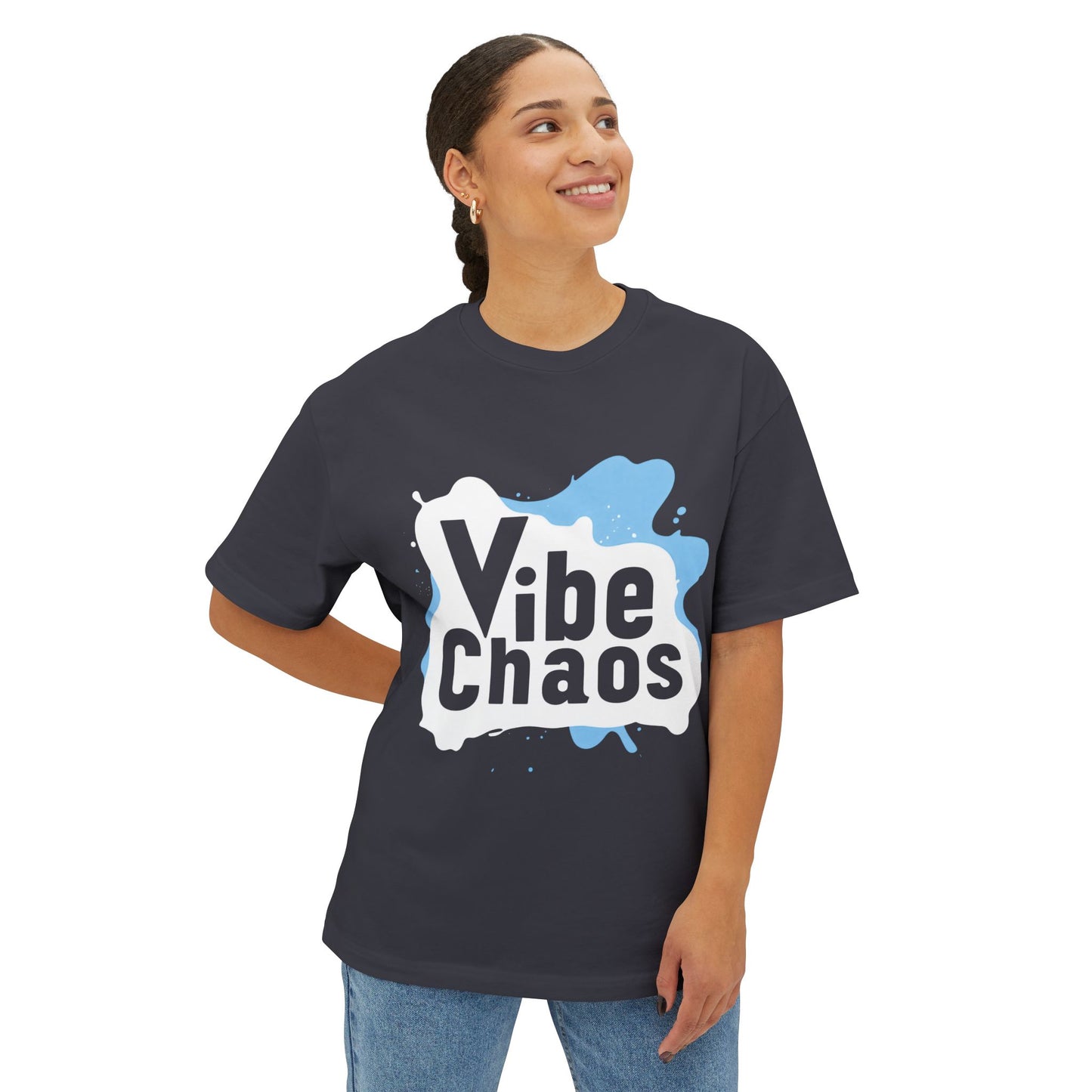 Vibe Chaos (Blue) - Unisex Oversized Boxy Tee