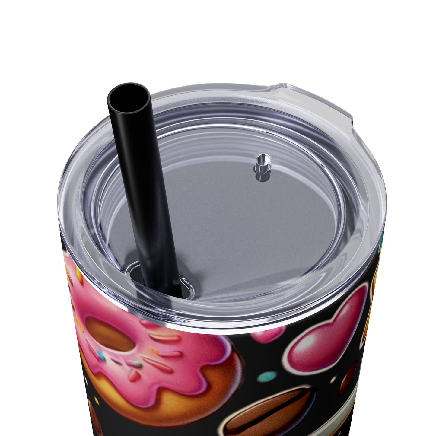 Coffee & Donuts - Skinny Tumbler with Straw, 20oz - Creatively Designed Shop