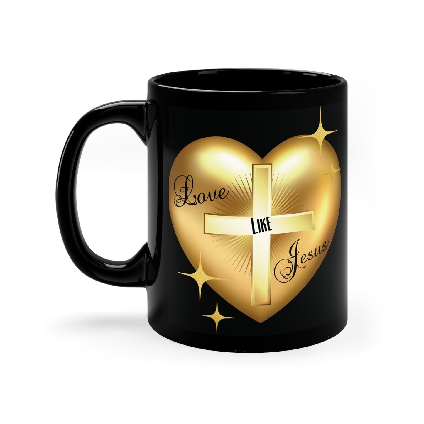 Love Like Jesus - Black Coffee Mug, 11oz - Creatively Designed Shop