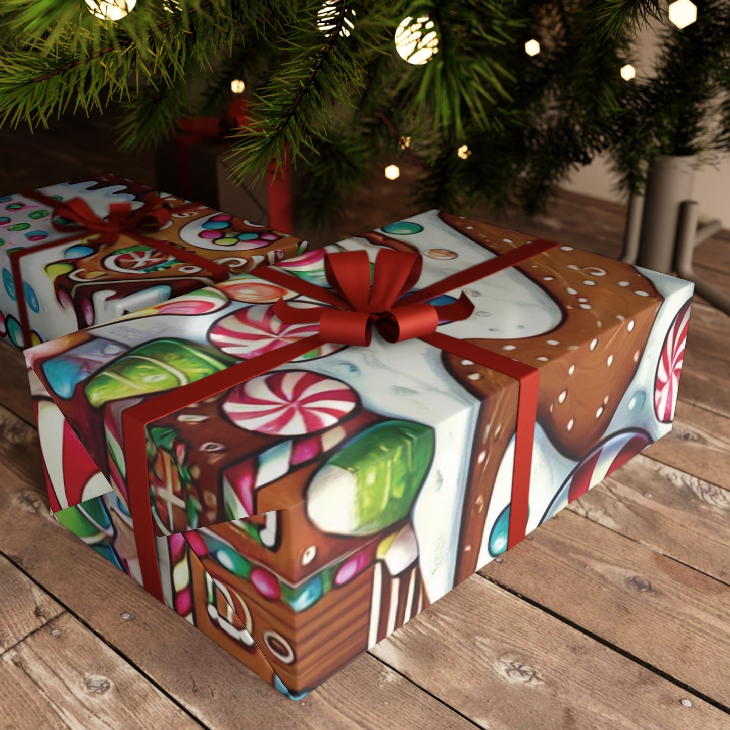 Gingerbread Village - Gift Wrapping Paper Sheets, 1pc - Creatively Designed Shop
