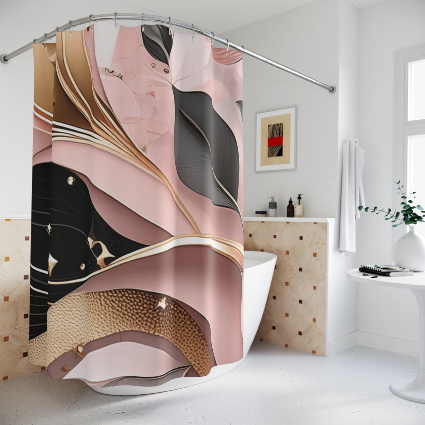 Pink Elegant Abstract - Shower Curtain