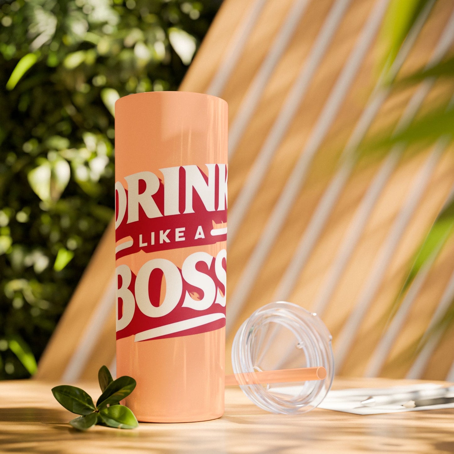 Drink Like A Boss - Skinny Tumbler with Straw, 20oz - Creatively Designed Shop