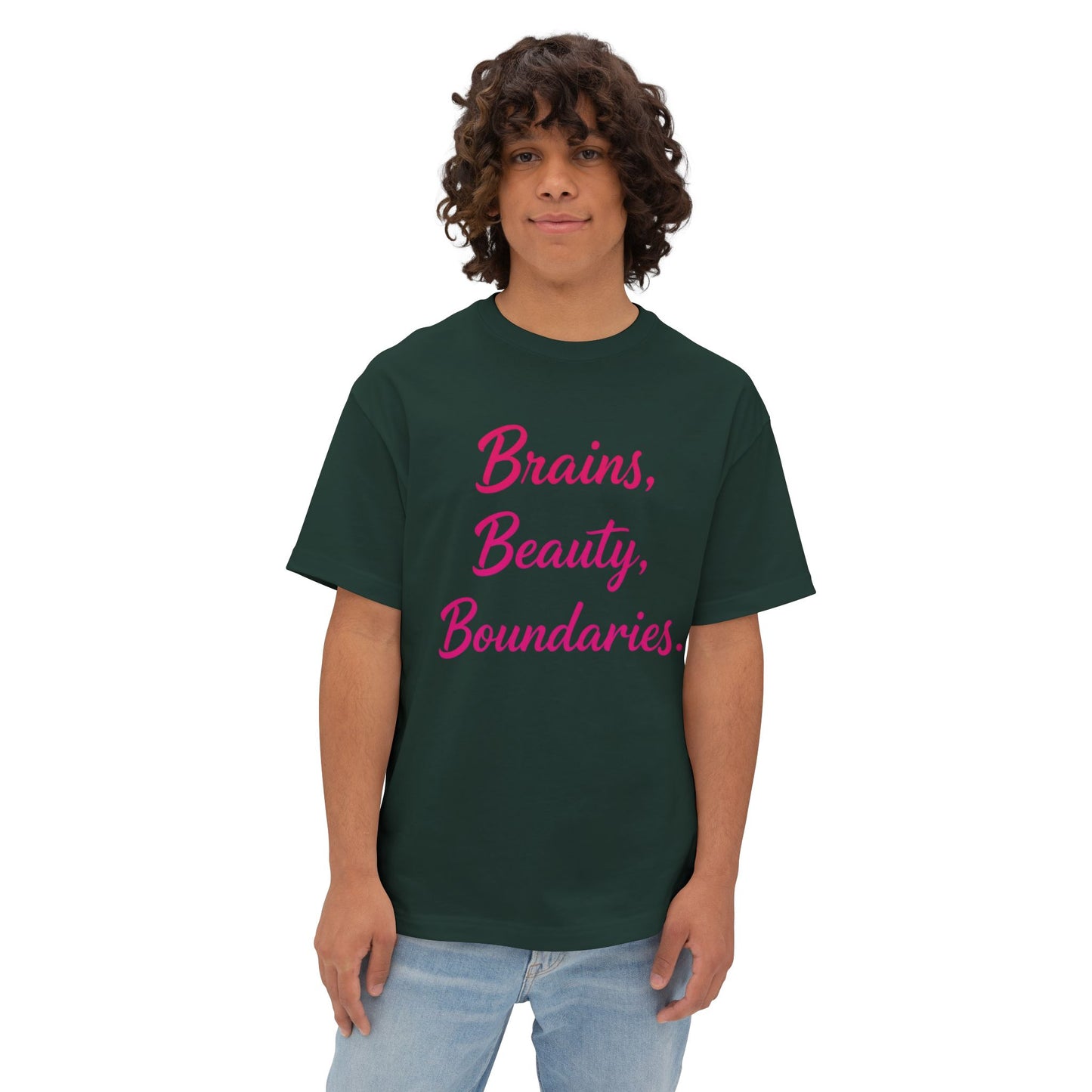 Brains, Beauty, Boundaries - Unisex Oversized Boxy Tee