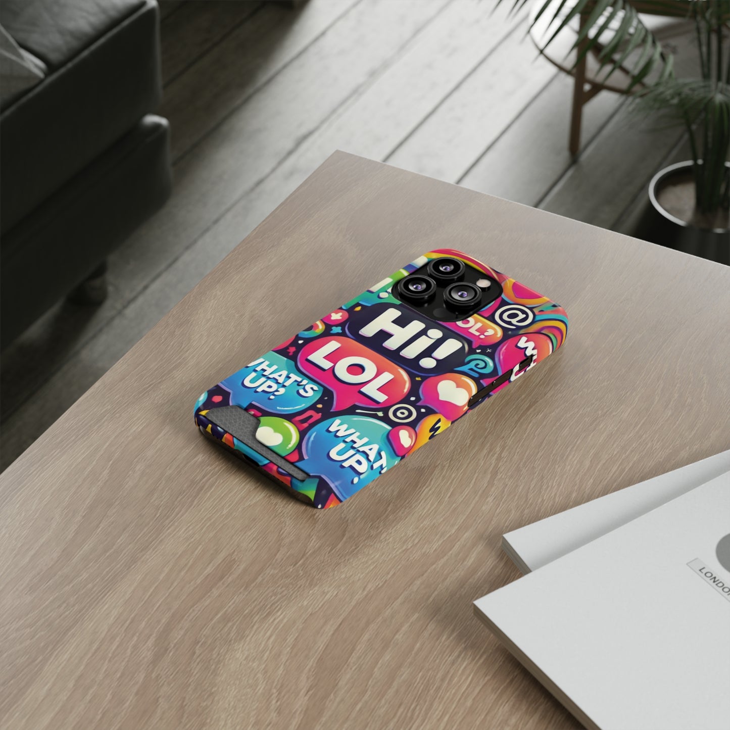 "Text Bubbles" - Phone Case With Card Holder - Creatively Designed Shop