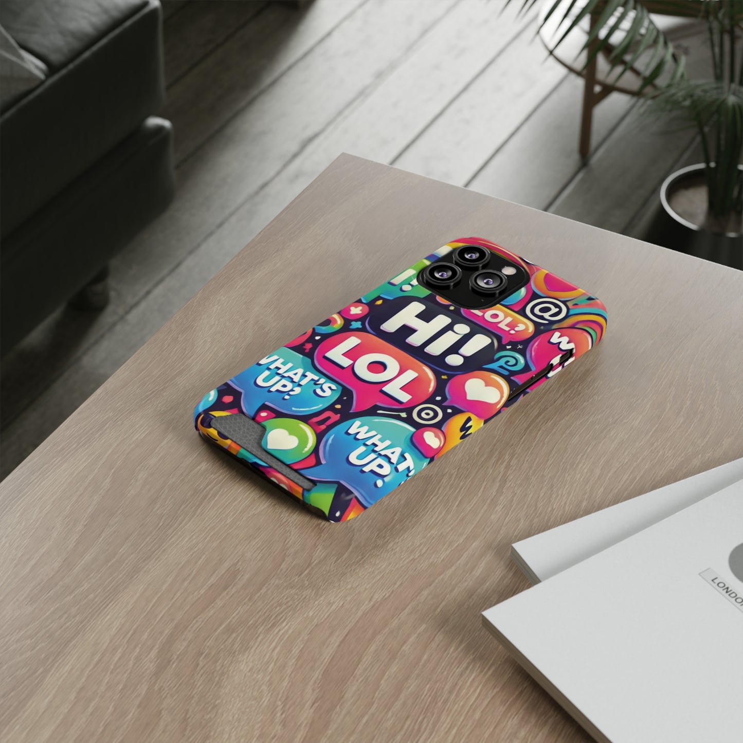 "Text Bubbles" - Phone Case With Card Holder - Creatively Designed Shop