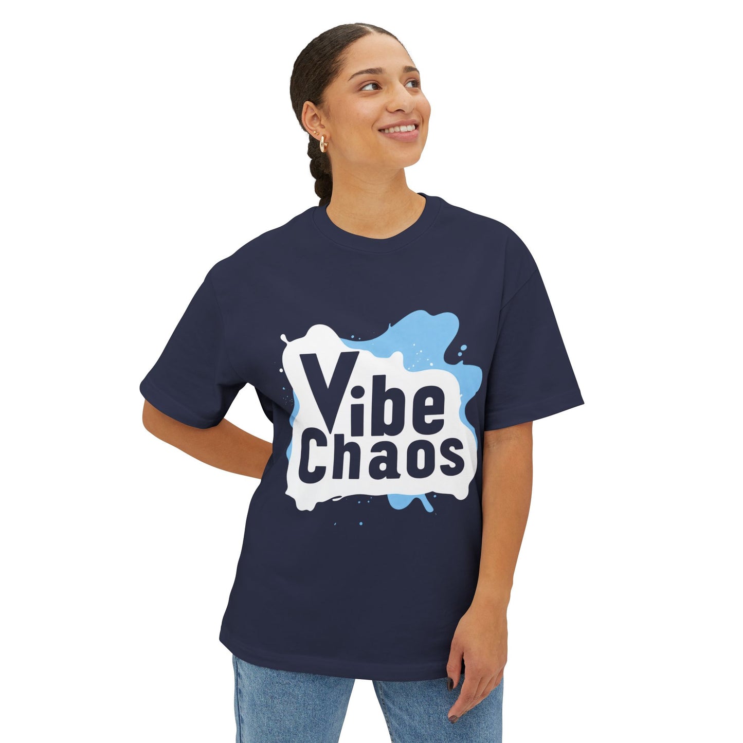 Vibe Chaos (Blue) - Unisex Oversized Boxy Tee