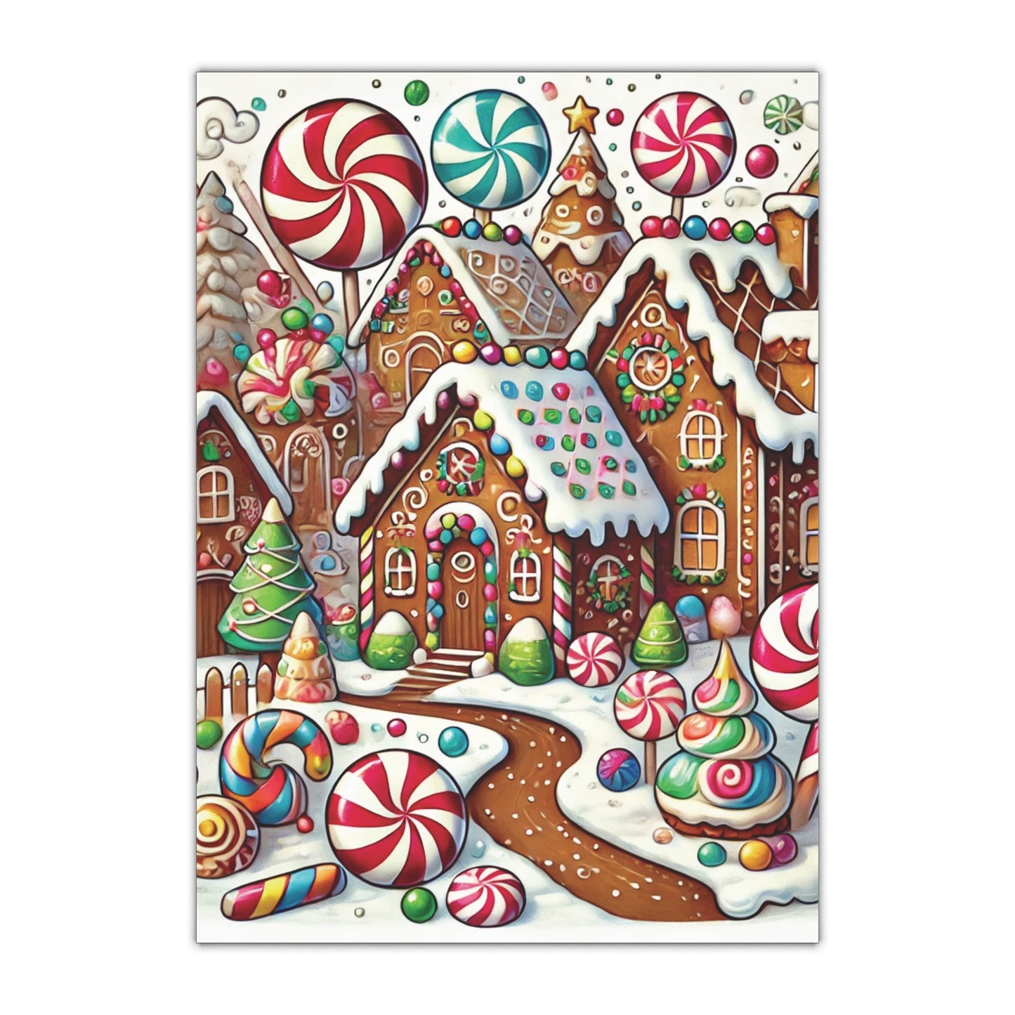 Gingerbread Village - Gift Wrapping Paper Sheets, 1pc - Creatively Designed Shop