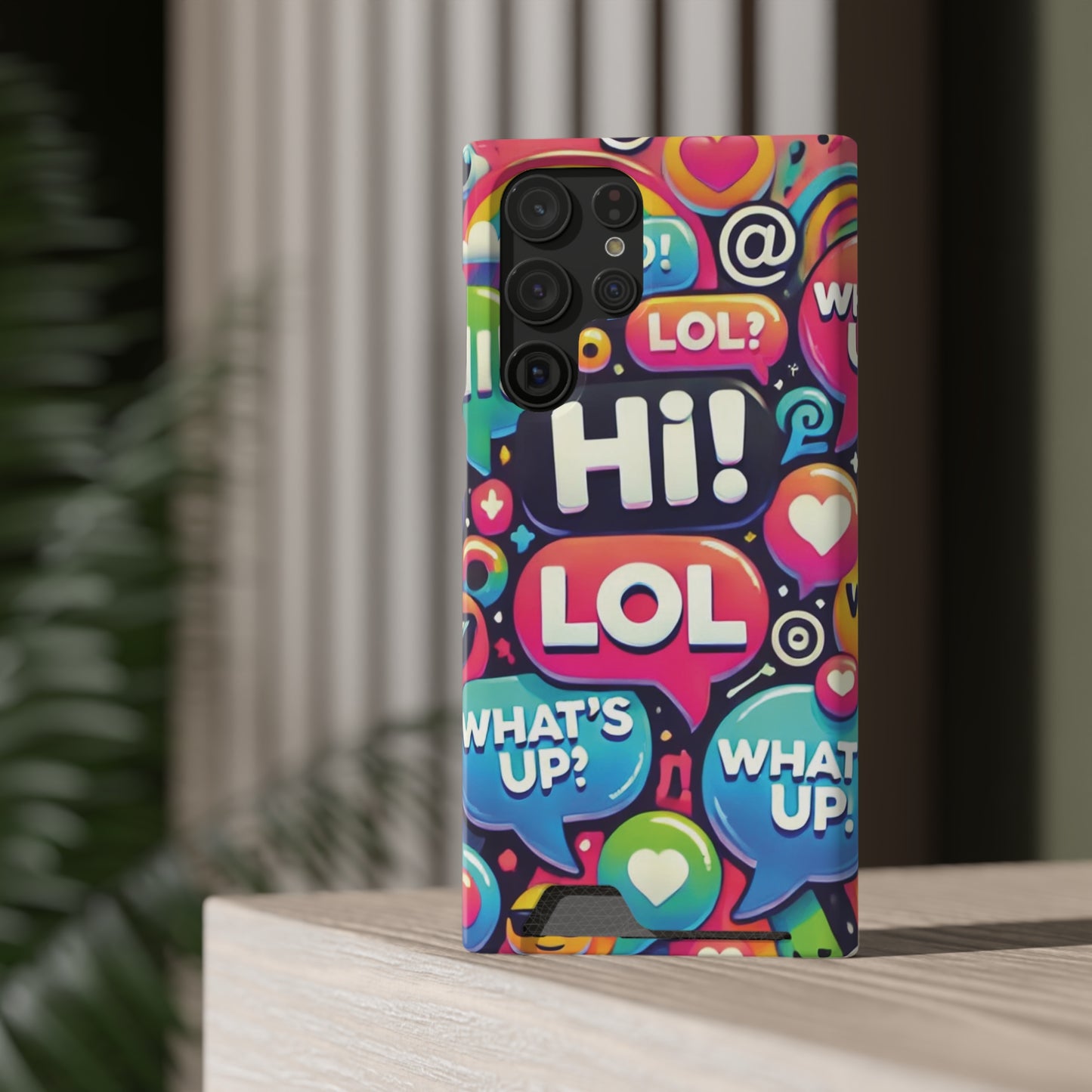 "Text Bubbles" - Phone Case With Card Holder - Creatively Designed Shop