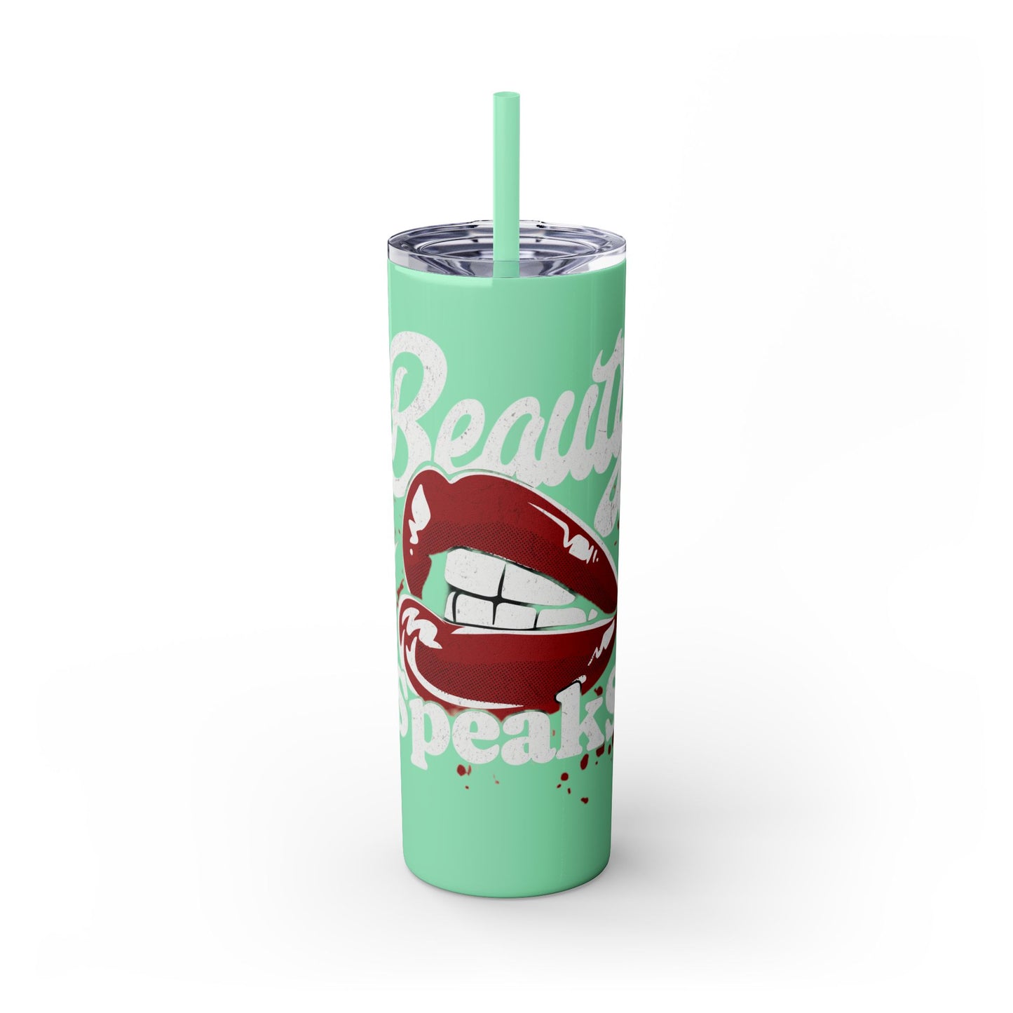 Beauty Speaks - Skinny Tumbler with Straw, 20oz - Creatively Designed Shop