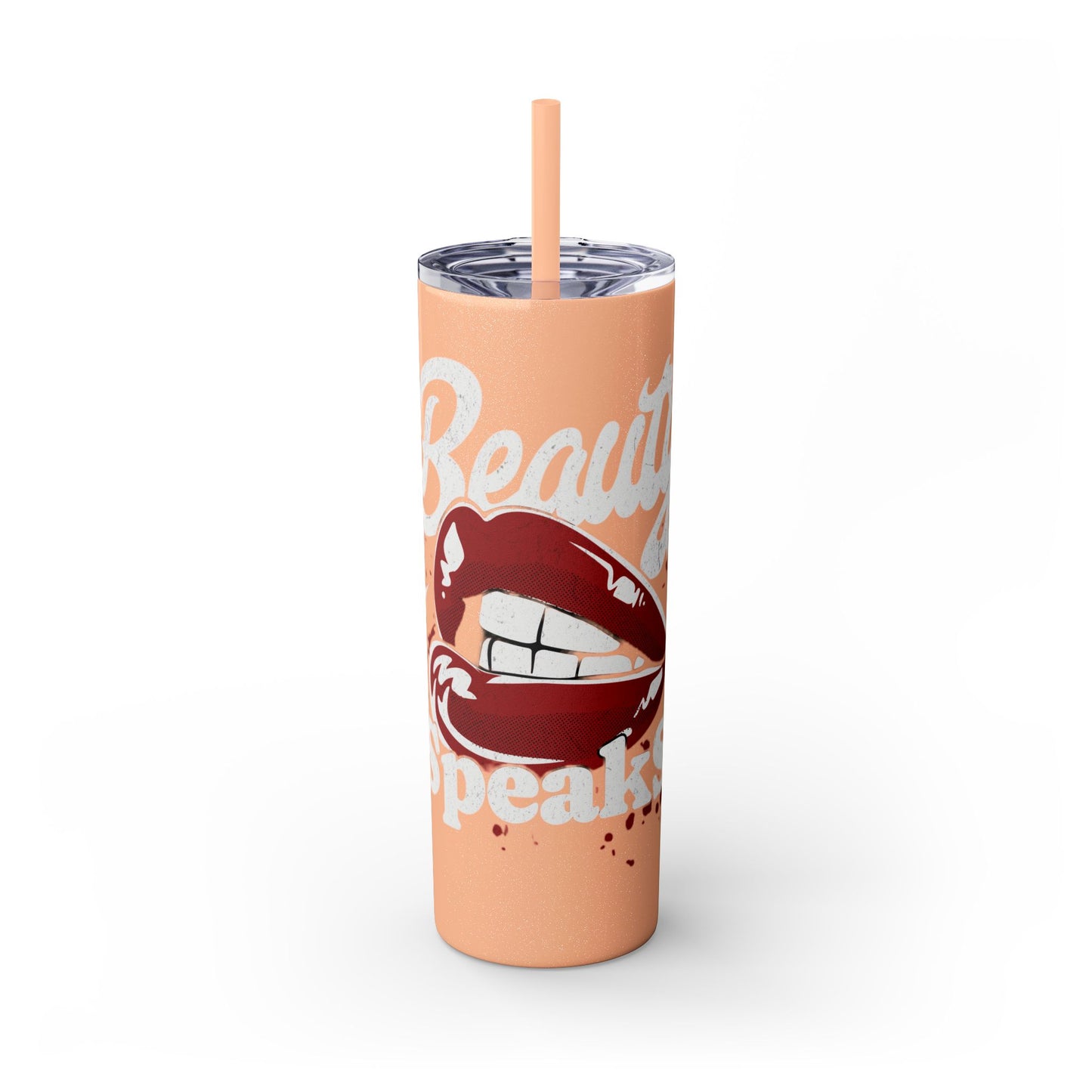 Beauty Speaks - Skinny Tumbler with Straw, 20oz - Creatively Designed Shop