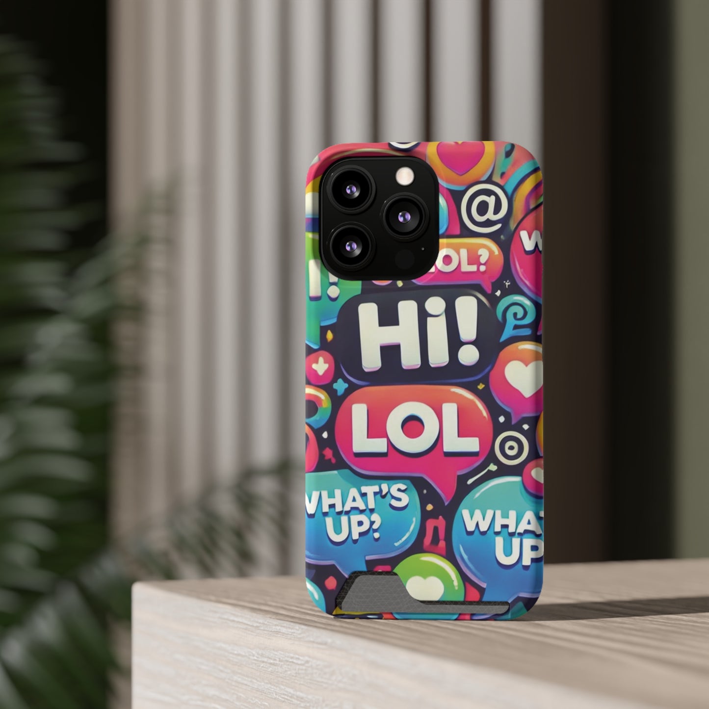 "Text Bubbles" - Phone Case With Card Holder - Creatively Designed Shop