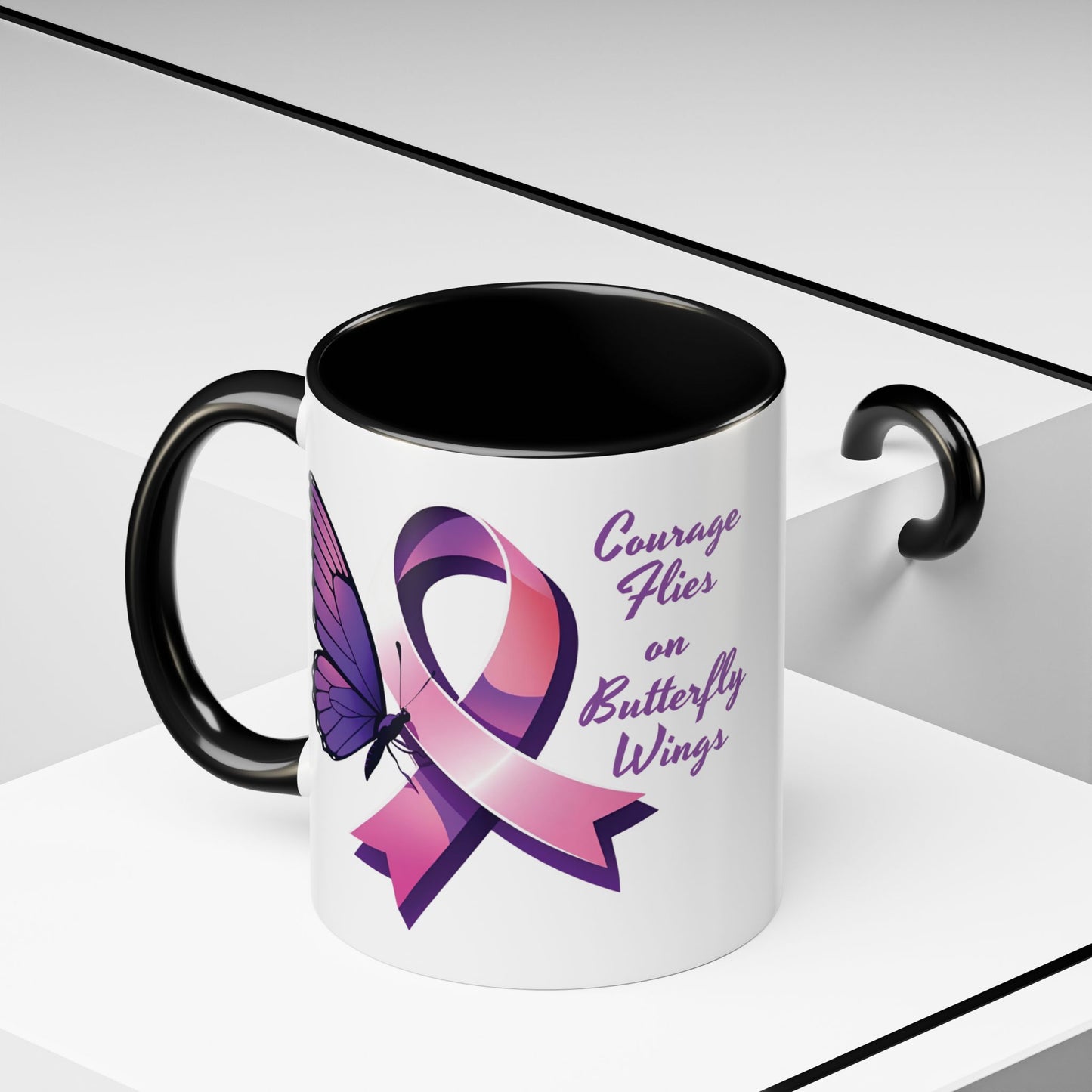 Courage Flies on Butterfly Wings - Accent Coffee Mug