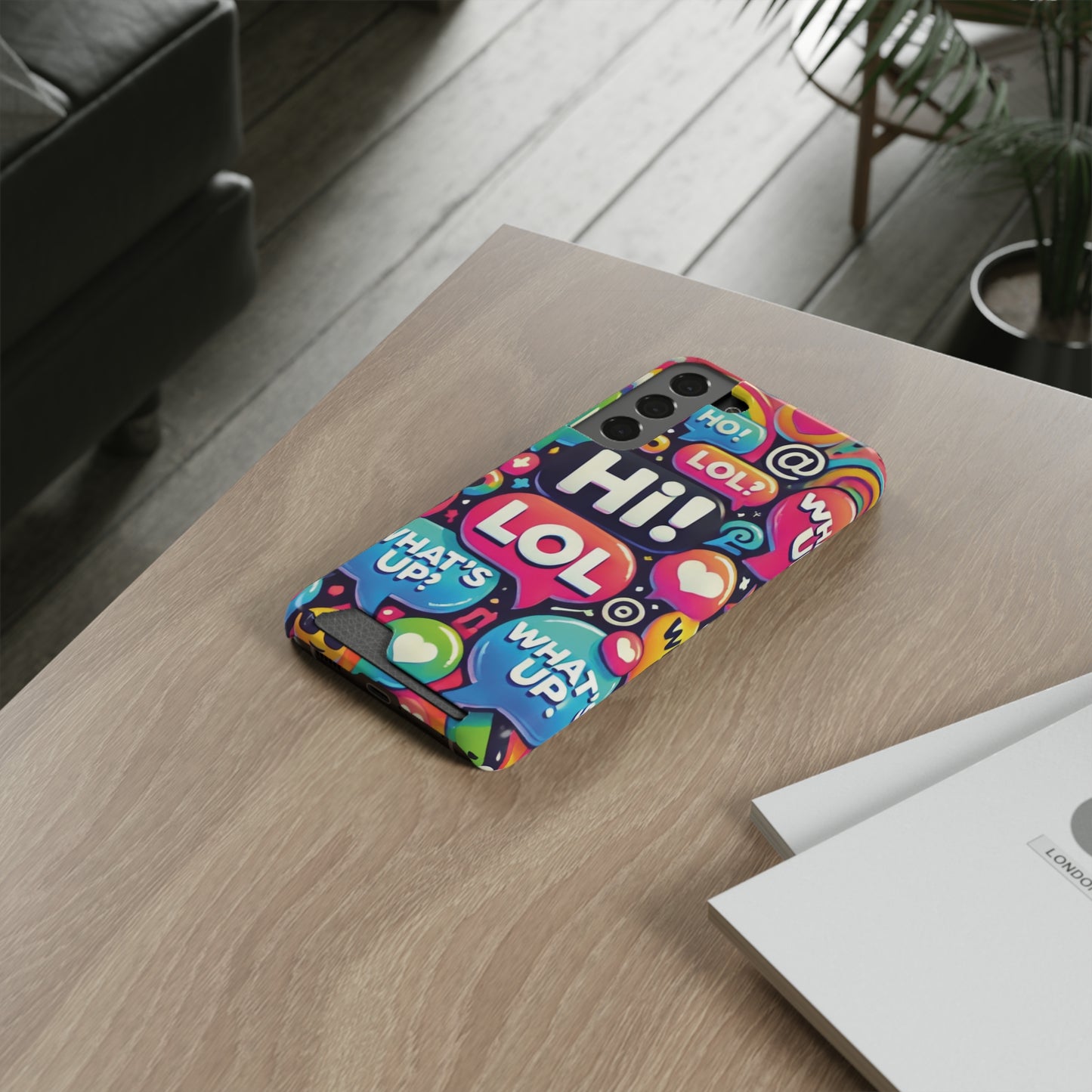 "Text Bubbles" - Phone Case With Card Holder - Creatively Designed Shop