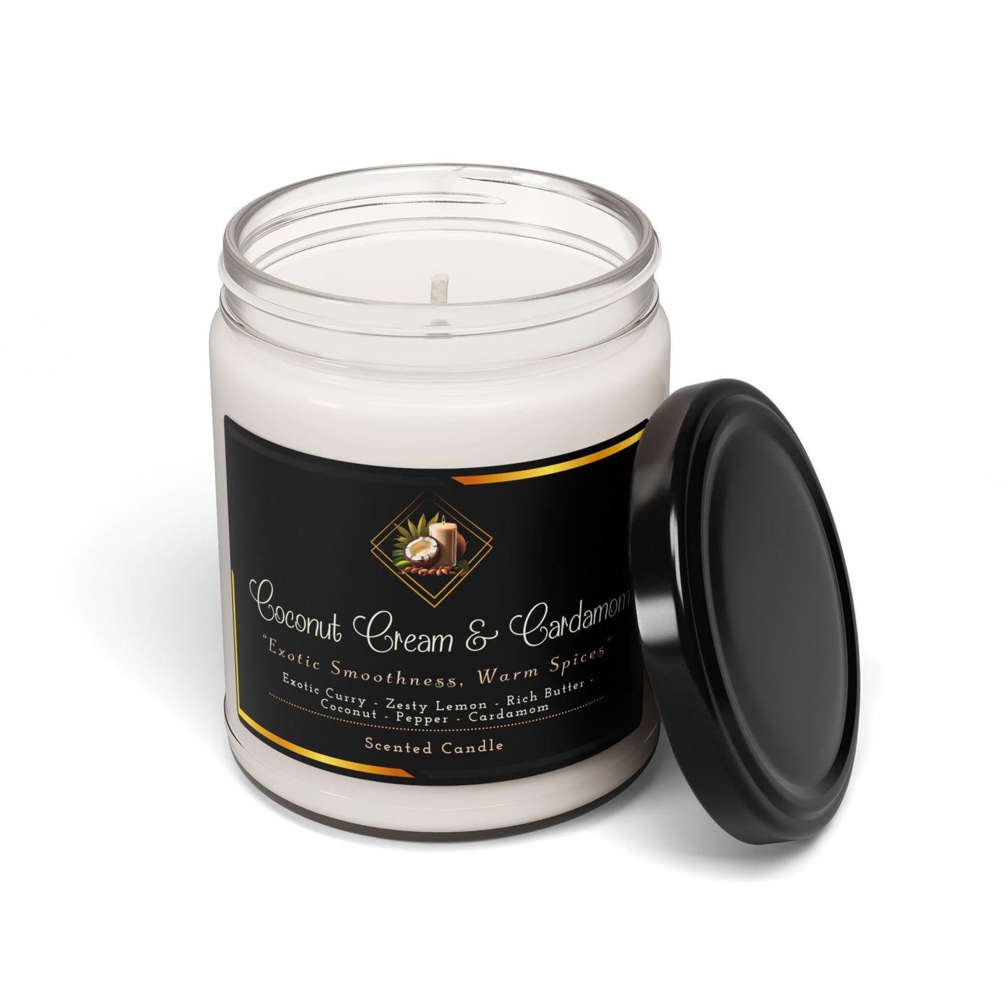 Coconut Cream & Cardamom - Scented Soy Candle, 9oz - Creatively Designed Shop