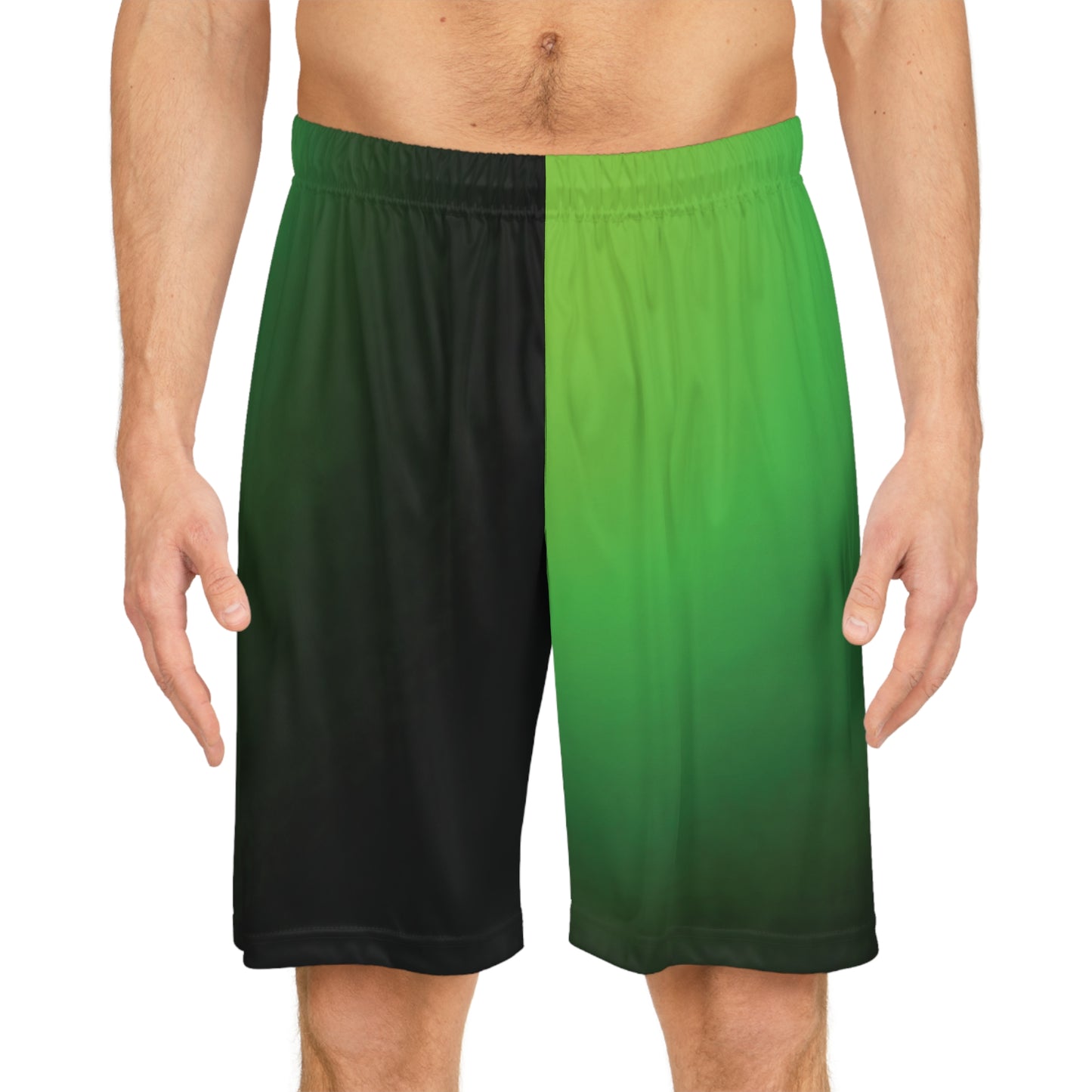 Split Gradient Faded Green - Basketball Shorts (AOP) - Creatively Designed Shop