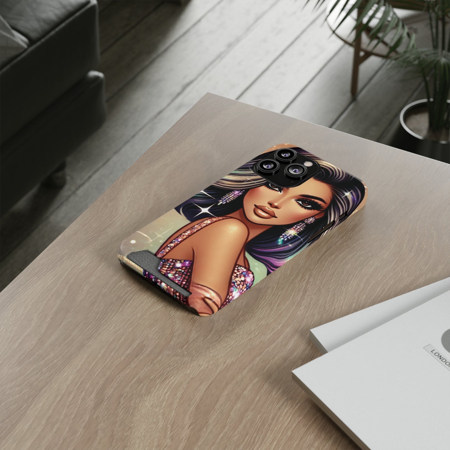 "Stunning" - Phone Case With Card Holder - Creatively Designed Shop