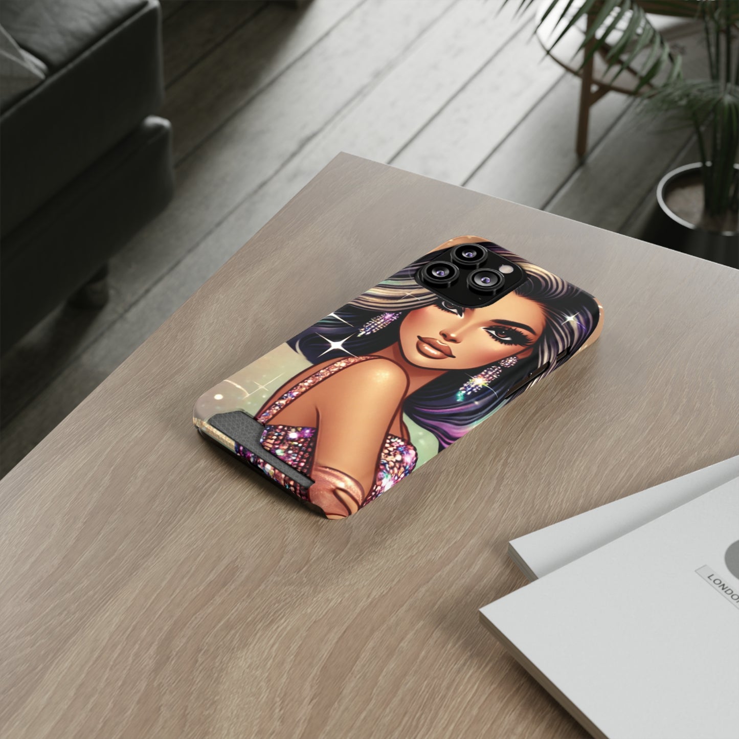 "Stunning" - Phone Case With Card Holder - Creatively Designed Shop