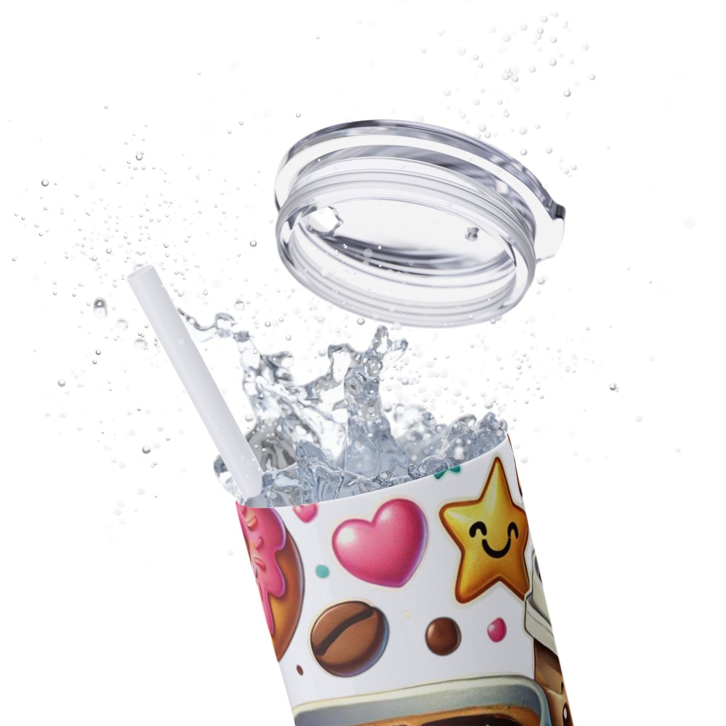 Coffee & Donuts - Skinny Tumbler with Straw, 20oz - Creatively Designed Shop