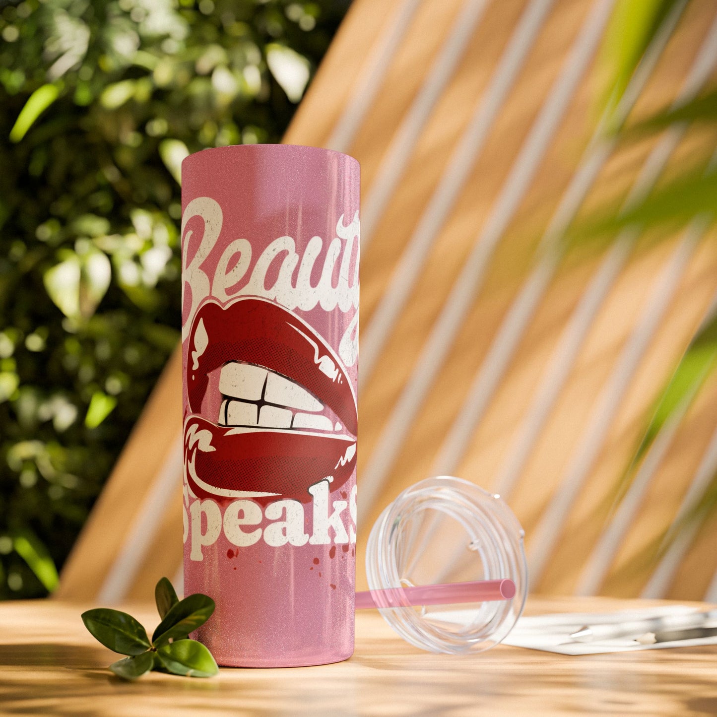 Beauty Speaks - Skinny Tumbler with Straw, 20oz - Creatively Designed Shop