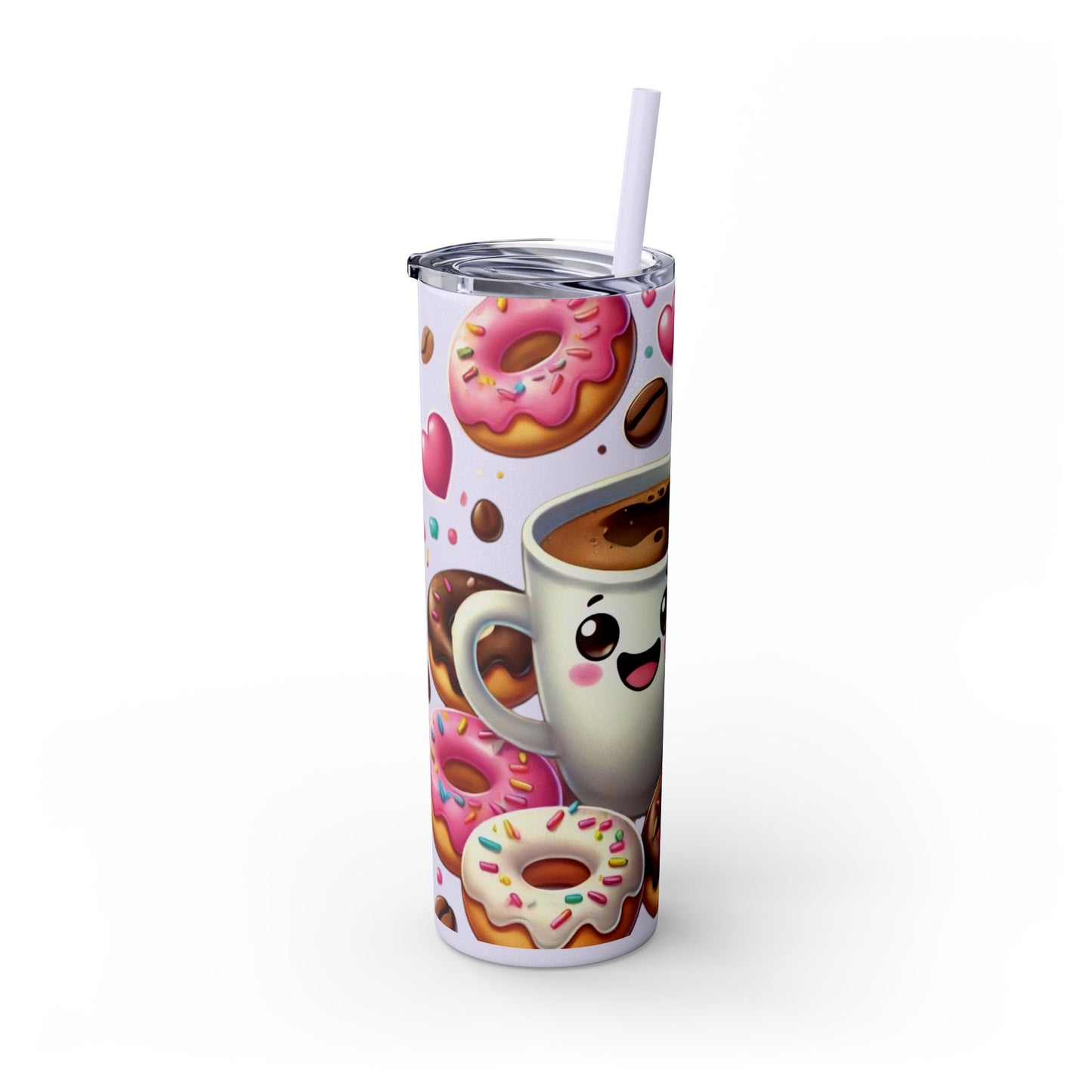 Coffee & Donuts - Skinny Tumbler with Straw, 20oz - Creatively Designed Shop