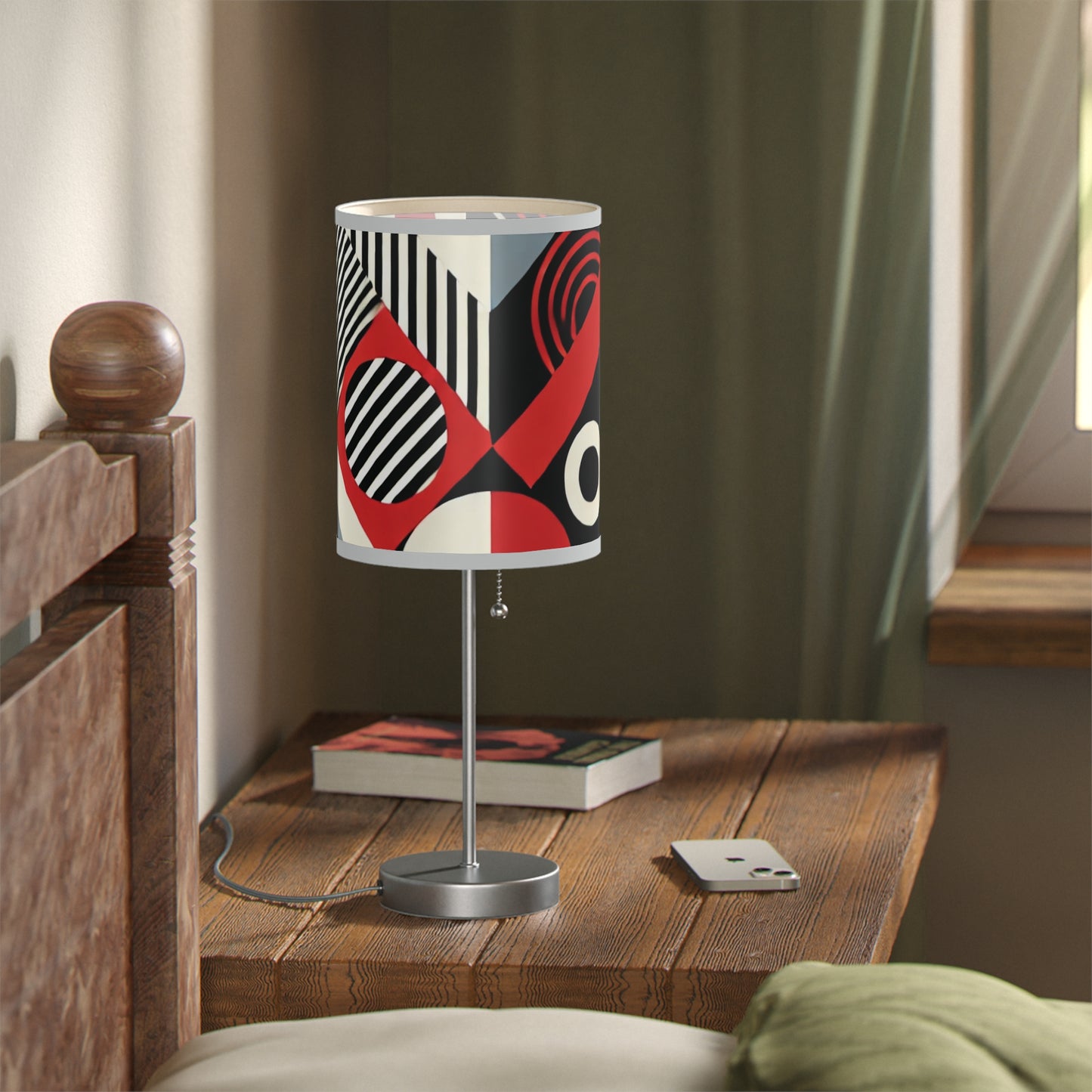 Red, Black & White Abstract - Lamp on a Stand, US|CA plug - Creatively Designed Shop