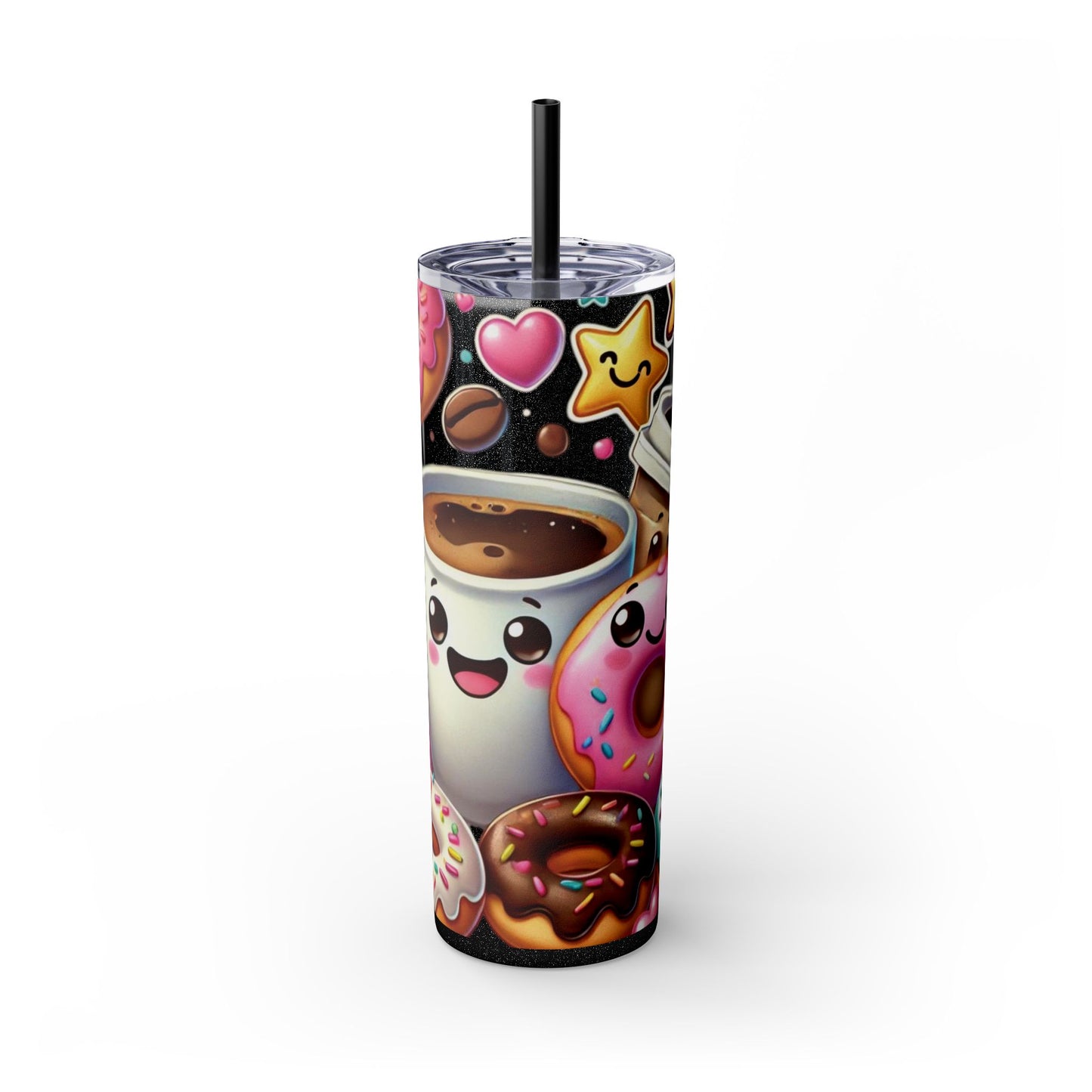 Coffee & Donuts - Skinny Tumbler with Straw, 20oz - Creatively Designed Shop