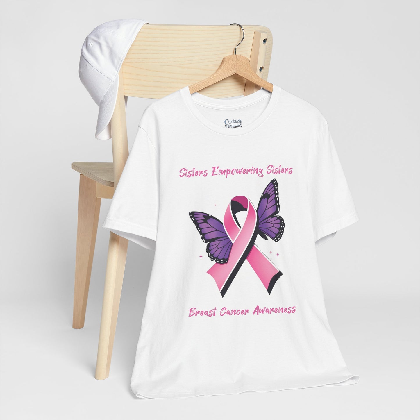 SES Breast Cancer Awareness "Butterfly & Ribbon" - Unisex Jersey Short Sleeve Tee