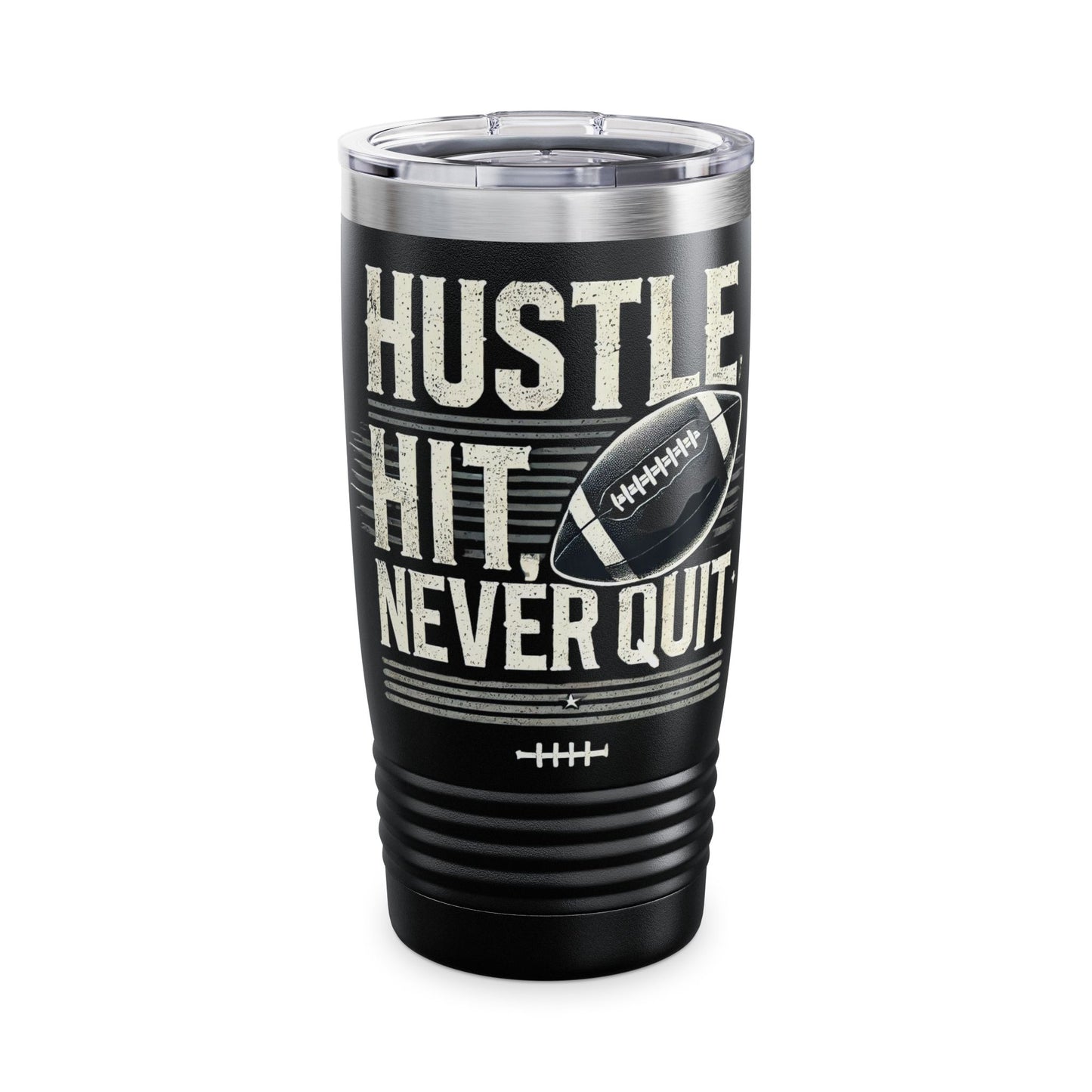 Hustle, Hit, Never Quit - Ringneck Tumbler, 20oz - Creatively Designed Shop
