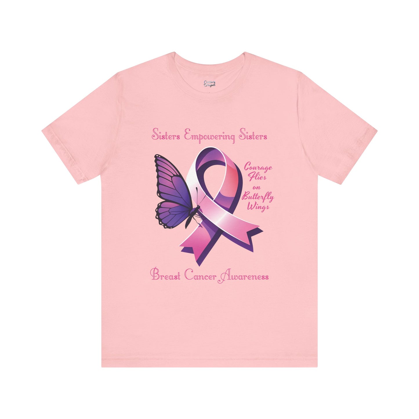 SES Breast Cancer Awareness "Courage Flies on Butterfly Wings" - Unisex Jersey Short Sleeve Tee