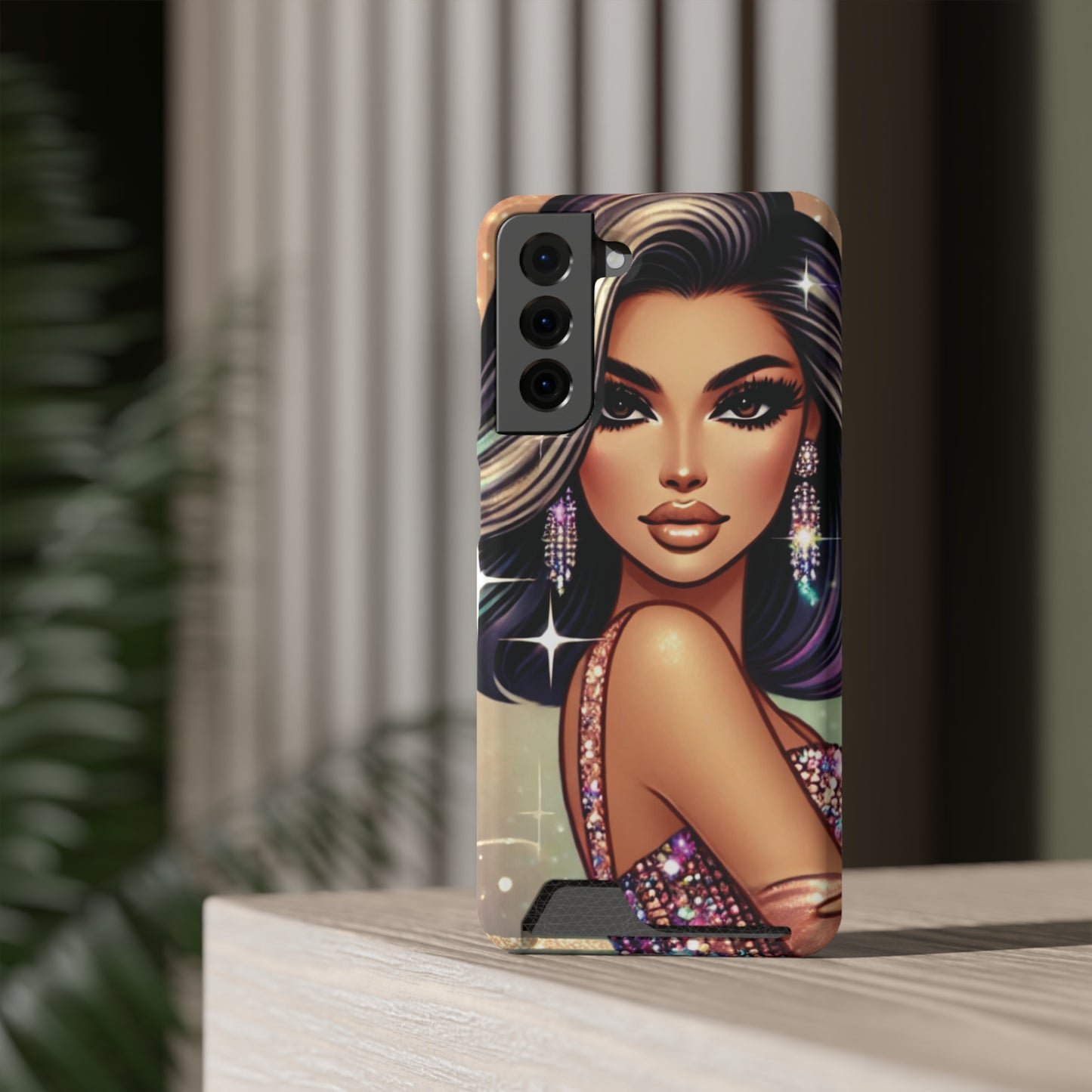 "Stunning" - Phone Case With Card Holder - Creatively Designed Shop