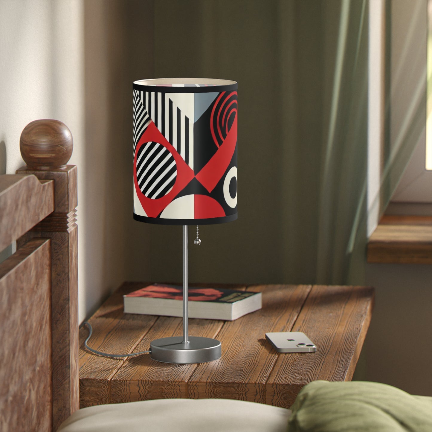 Red, Black & White Abstract - Lamp on a Stand, US|CA plug - Creatively Designed Shop