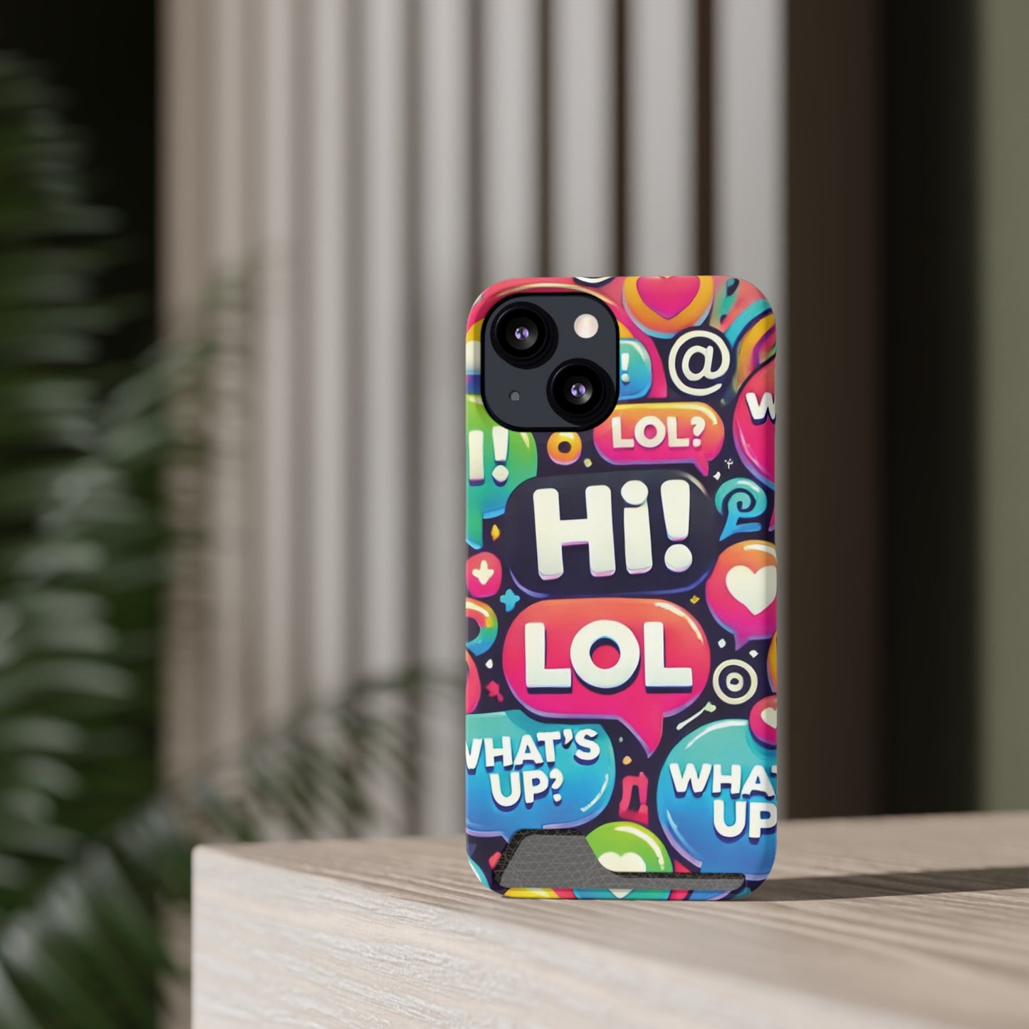 "Text Bubbles" - Phone Case With Card Holder - Creatively Designed Shop