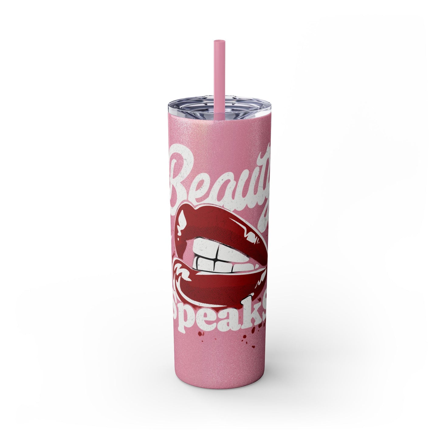 Beauty Speaks - Skinny Tumbler with Straw, 20oz - Creatively Designed Shop