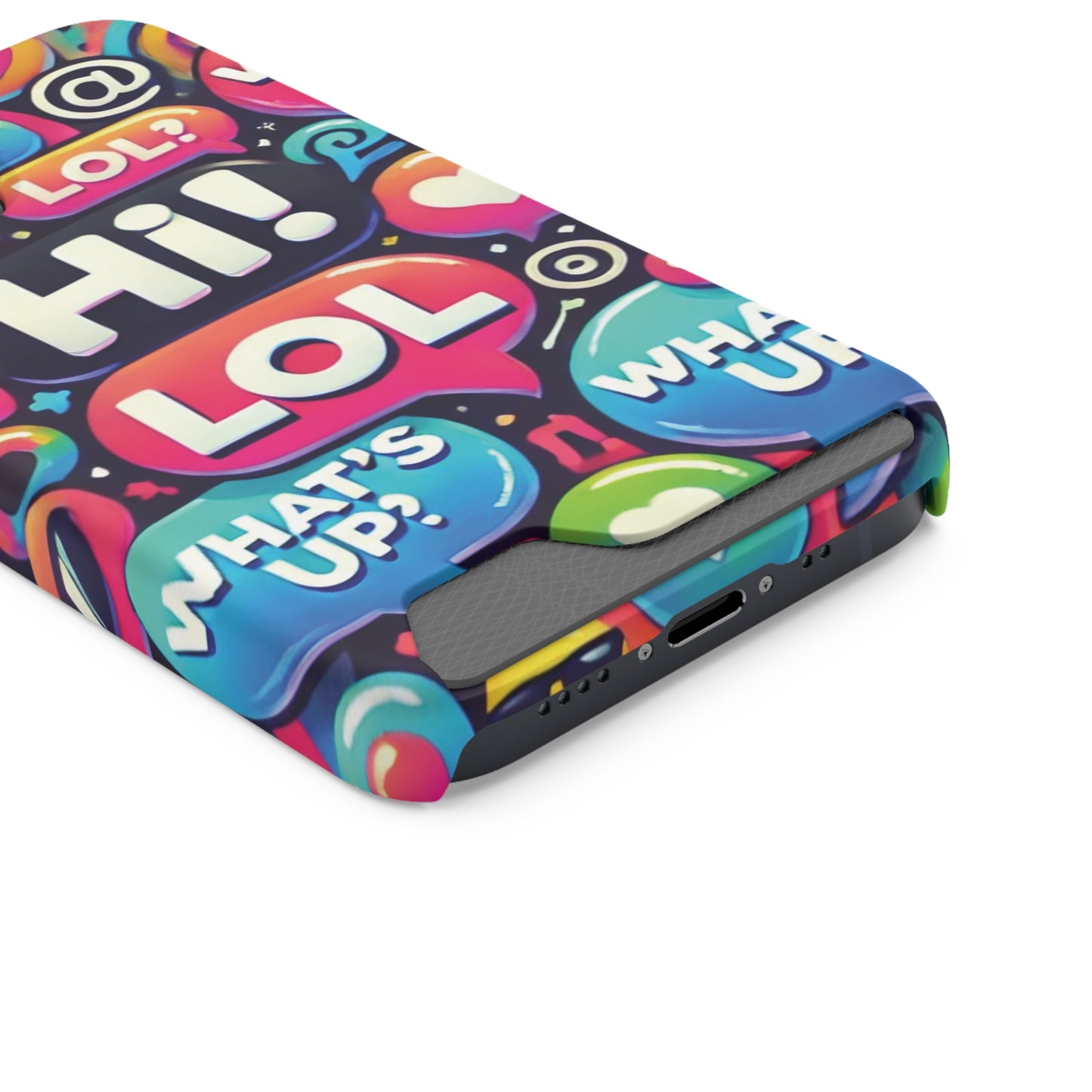 "Text Bubbles" - Phone Case With Card Holder - Creatively Designed Shop