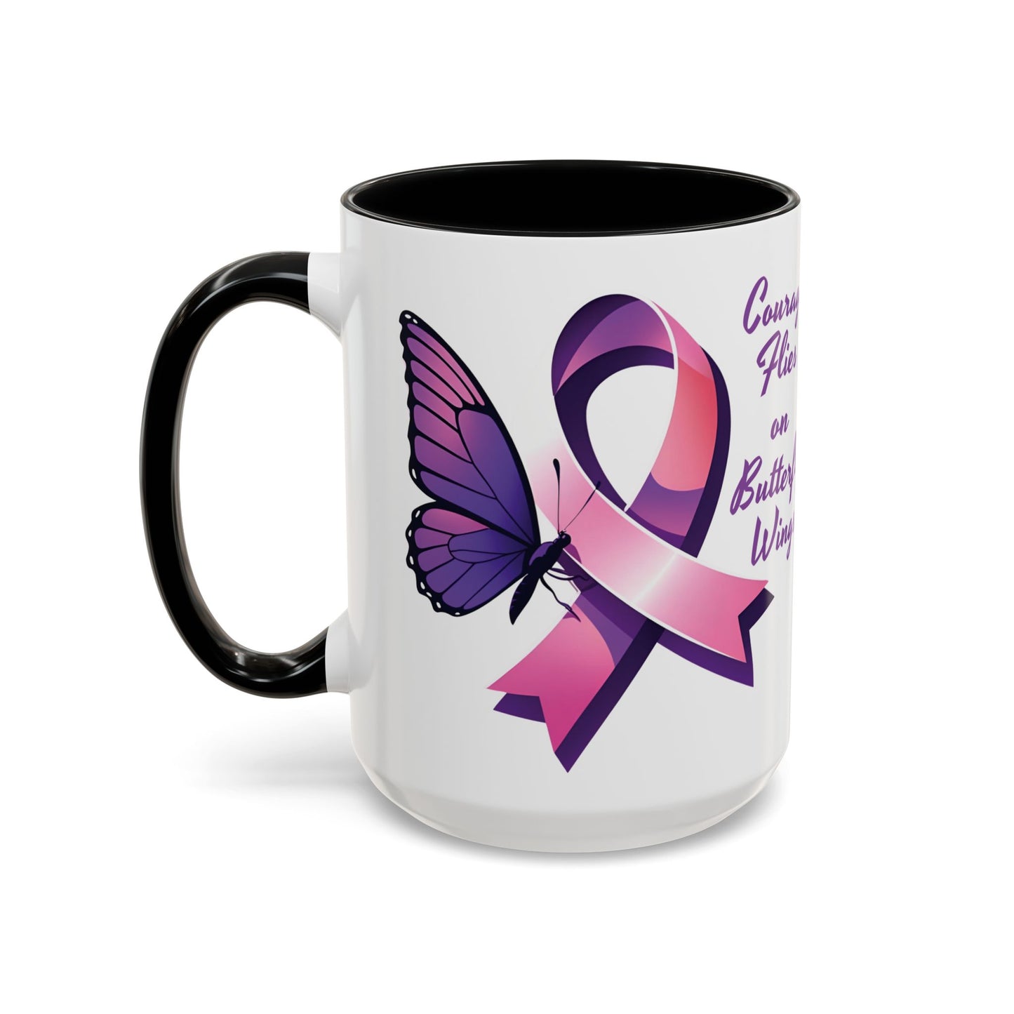 Courage Flies on Butterfly Wings - Accent Coffee Mug