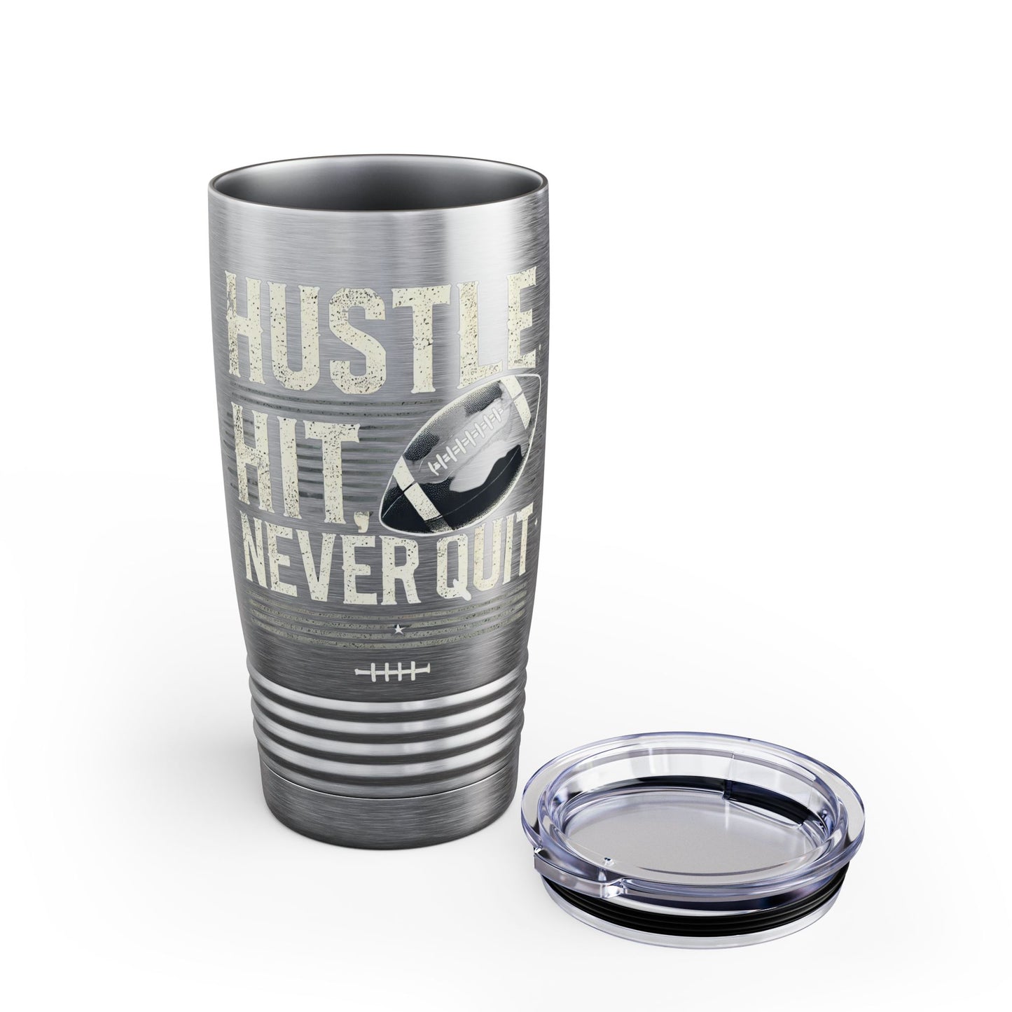 Hustle, Hit, Never Quit - Ringneck Tumbler, 20oz - Creatively Designed Shop