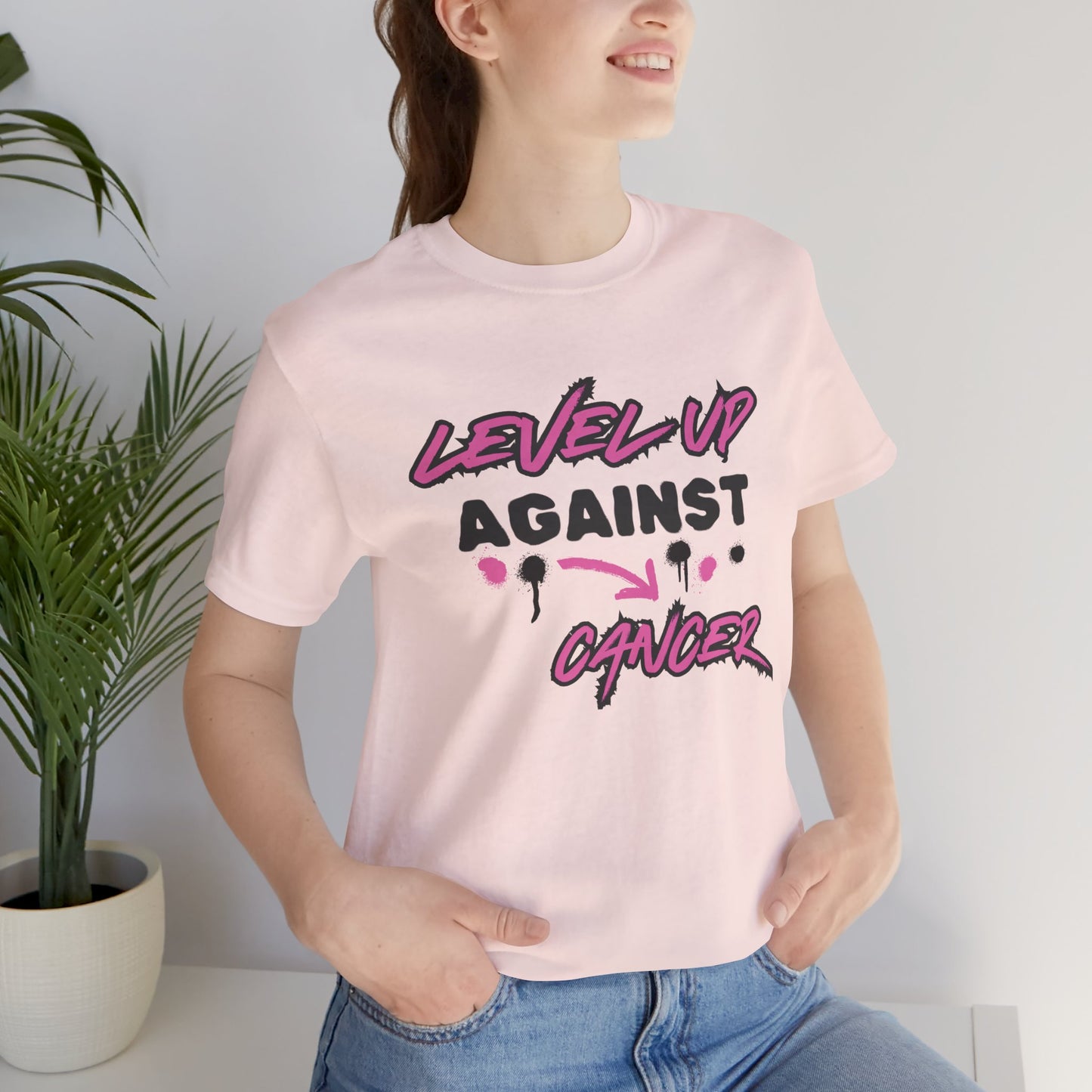 Level Up Against Cancer - Unisex Jersey Short Sleeve Tee