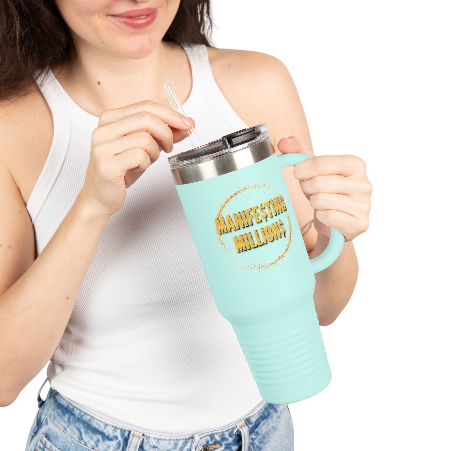 "Manifesting Millions" - Insulated Travel Mug, 40oz