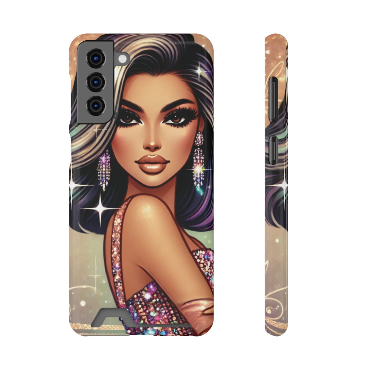 "Stunning" - Phone Case With Card Holder - Creatively Designed Shop