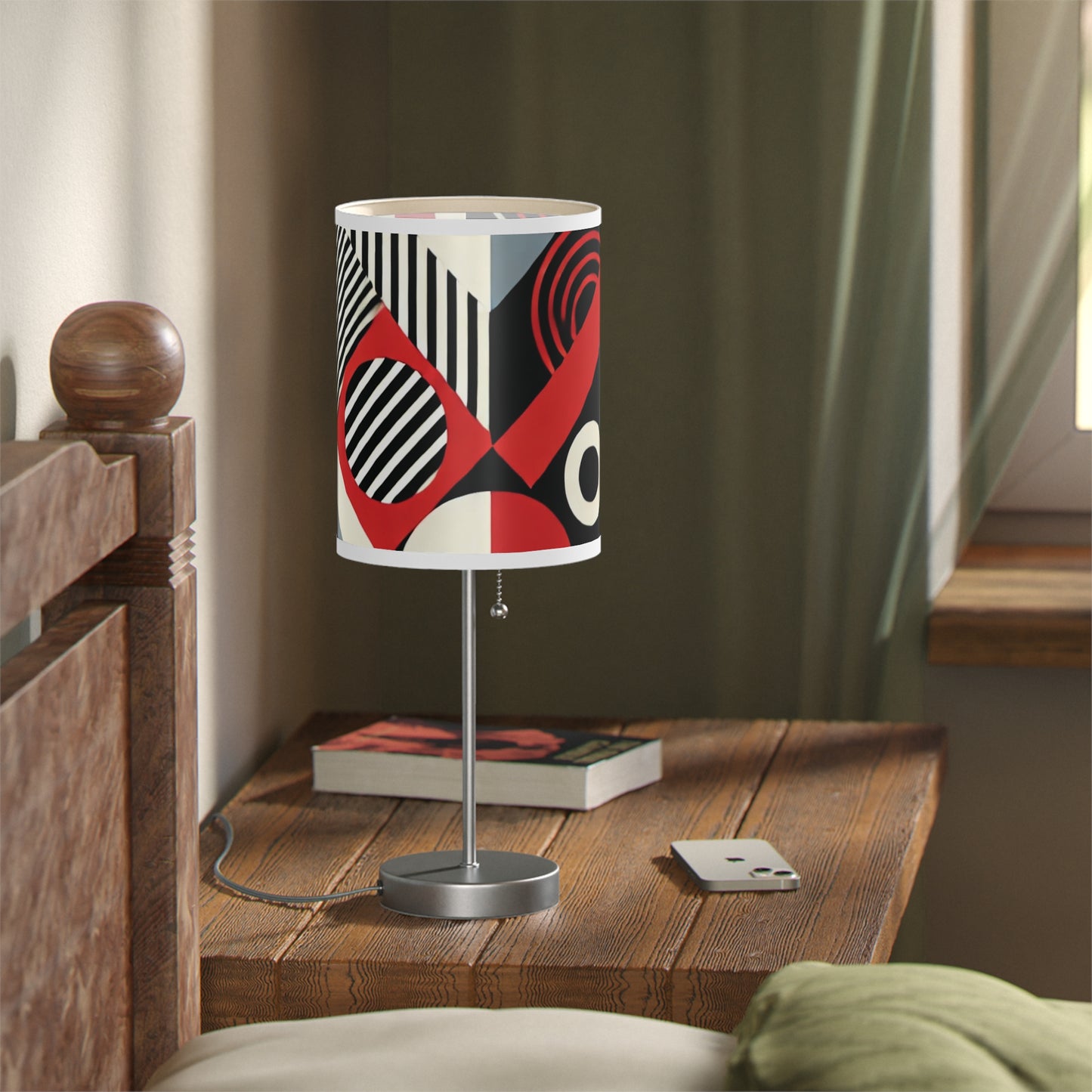 Red, Black & White Abstract - Lamp on a Stand, US|CA plug - Creatively Designed Shop