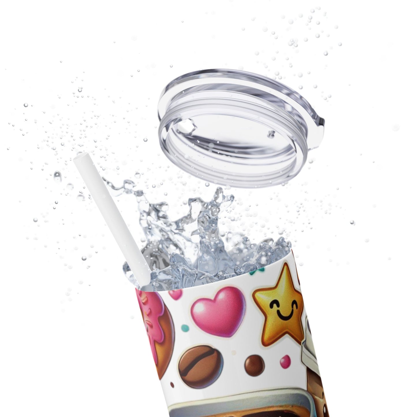 Coffee & Donuts - Skinny Tumbler with Straw, 20oz - Creatively Designed Shop