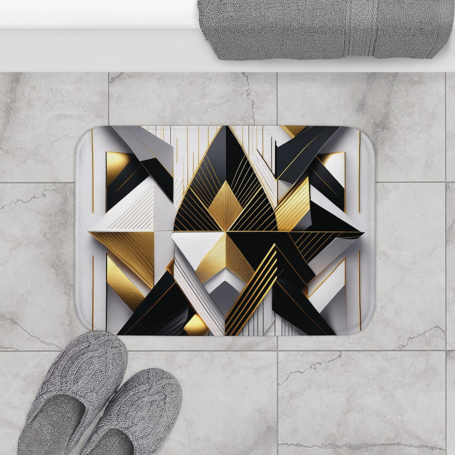 Black, Gold & White - Bath Mat