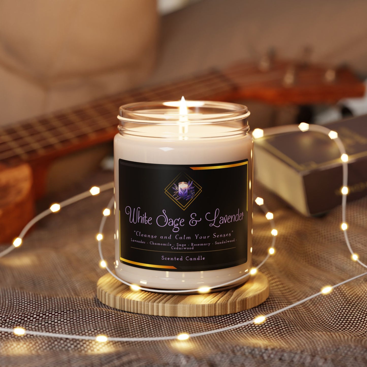 White Sage & Lavender - Scented Soy Candle, 9oz - Creatively Designed Shop