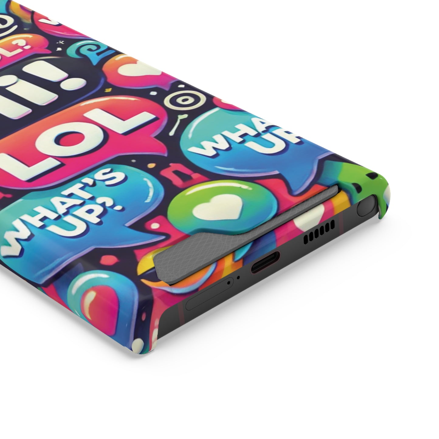 "Text Bubbles" - Phone Case With Card Holder - Creatively Designed Shop